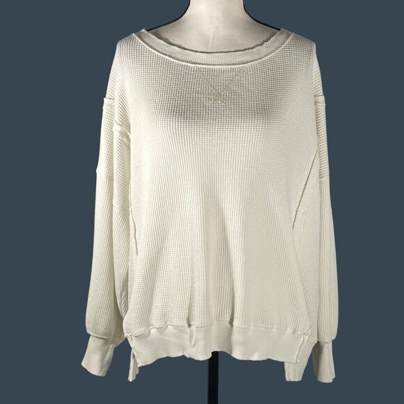 American Eagle Outfitters White Waffle Knit with off white contrast stitching S - Picture 1 of 9